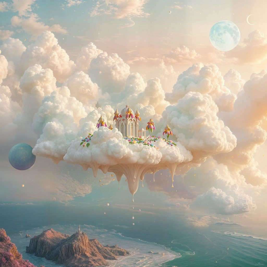Whimsical Pastel Dreamscape in the Sky