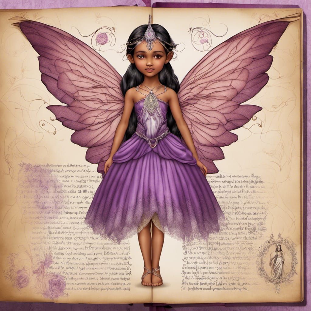 Indian Fairy in Scrapbook Page with Fairy Wings