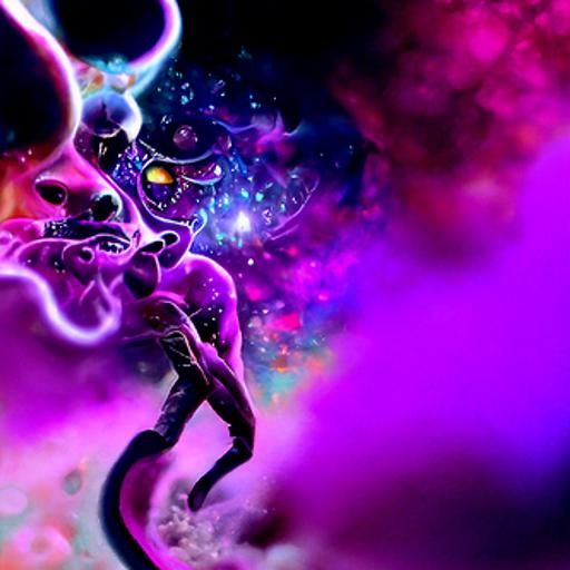 Psychedelic Purple Demon Wallpaper in Pablo Amaringo Style