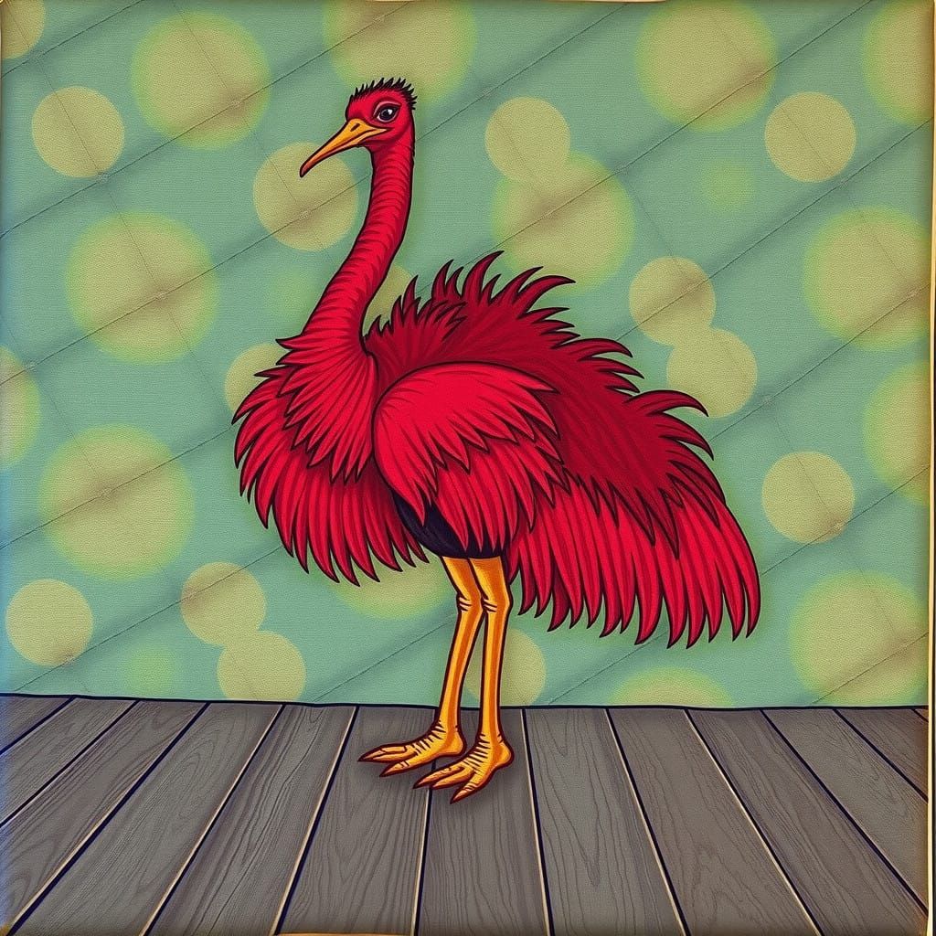 Vibrant Quilted Ostrich Portrait