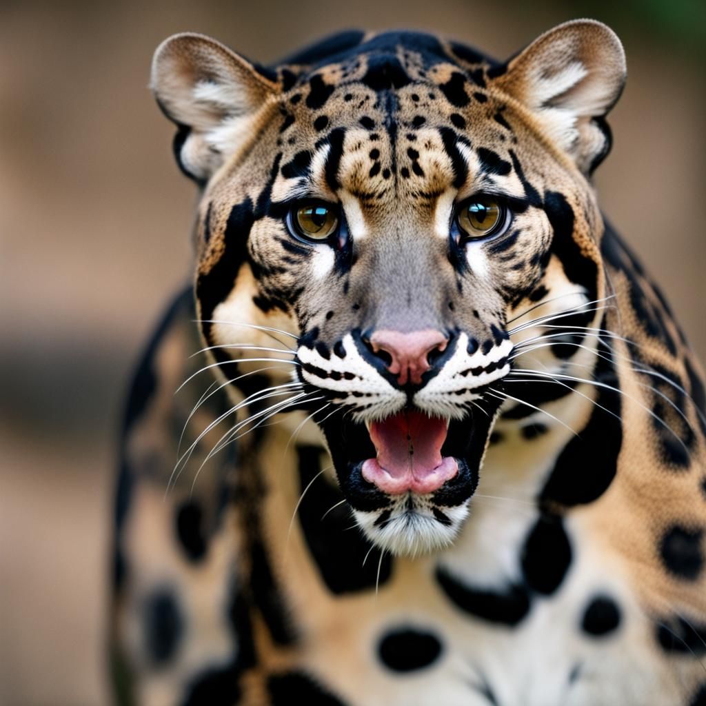 Clouded Leopard Face Close-Up