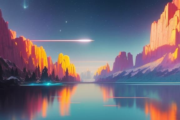 Fantasy Woman in Space: Retro Anime Key Visual