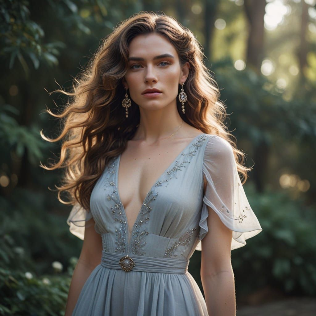 Androgynous Transgender Model in Ethereal Fashion