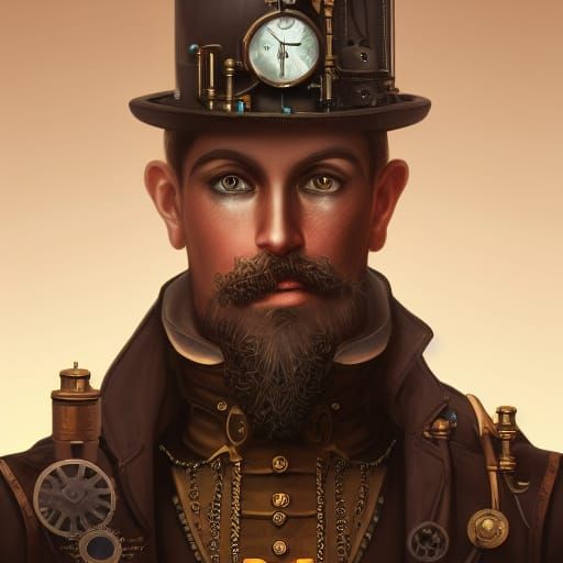 Modern Steampunk Man in Detailed Matte Painting