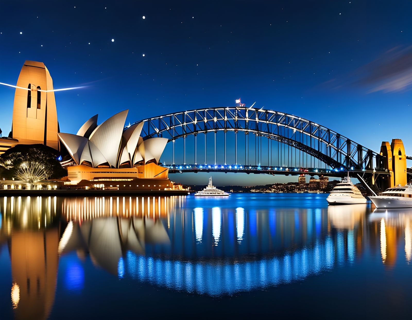 Sydney Opera House and Harbour Bridge at Night