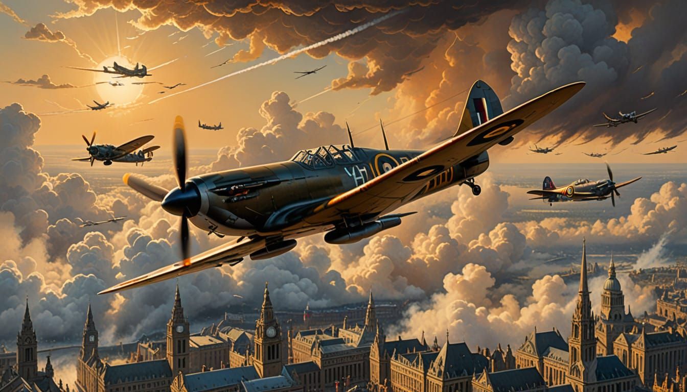 RAF Spitfire Engages in Epic Battle of Britain Skies