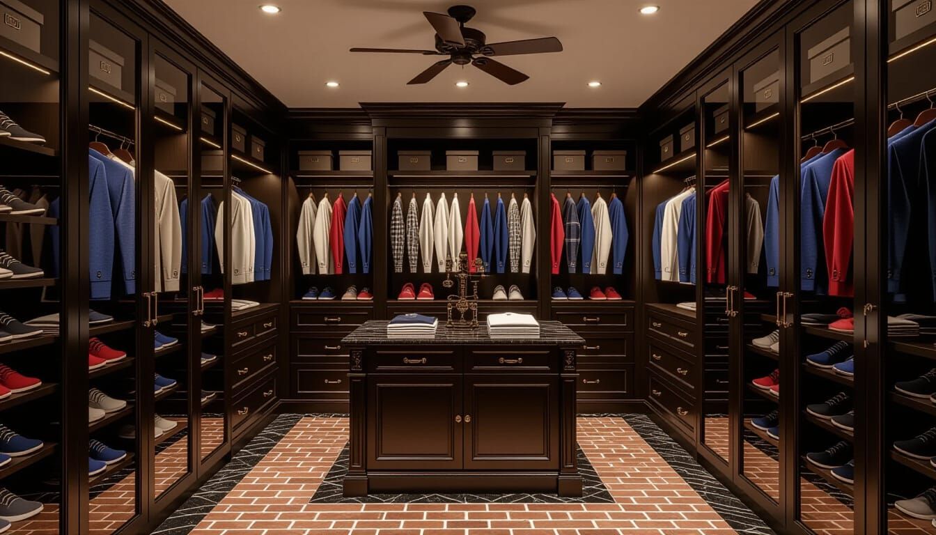 Victorian Walk-In Closet with Showcase Cabinets