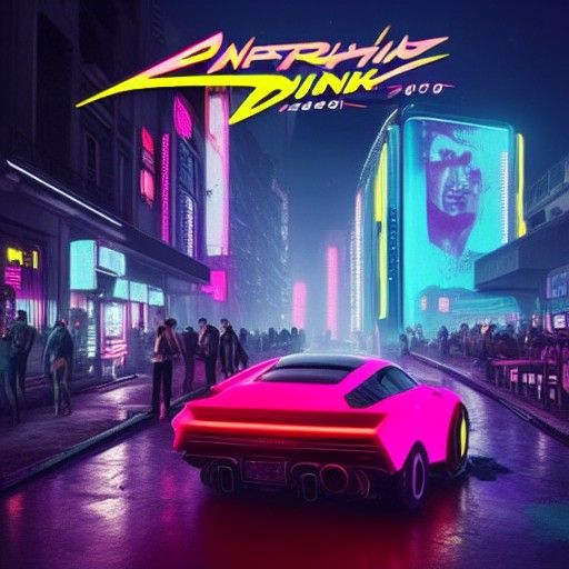 Cyberpunk Paris at Night in Neon Style