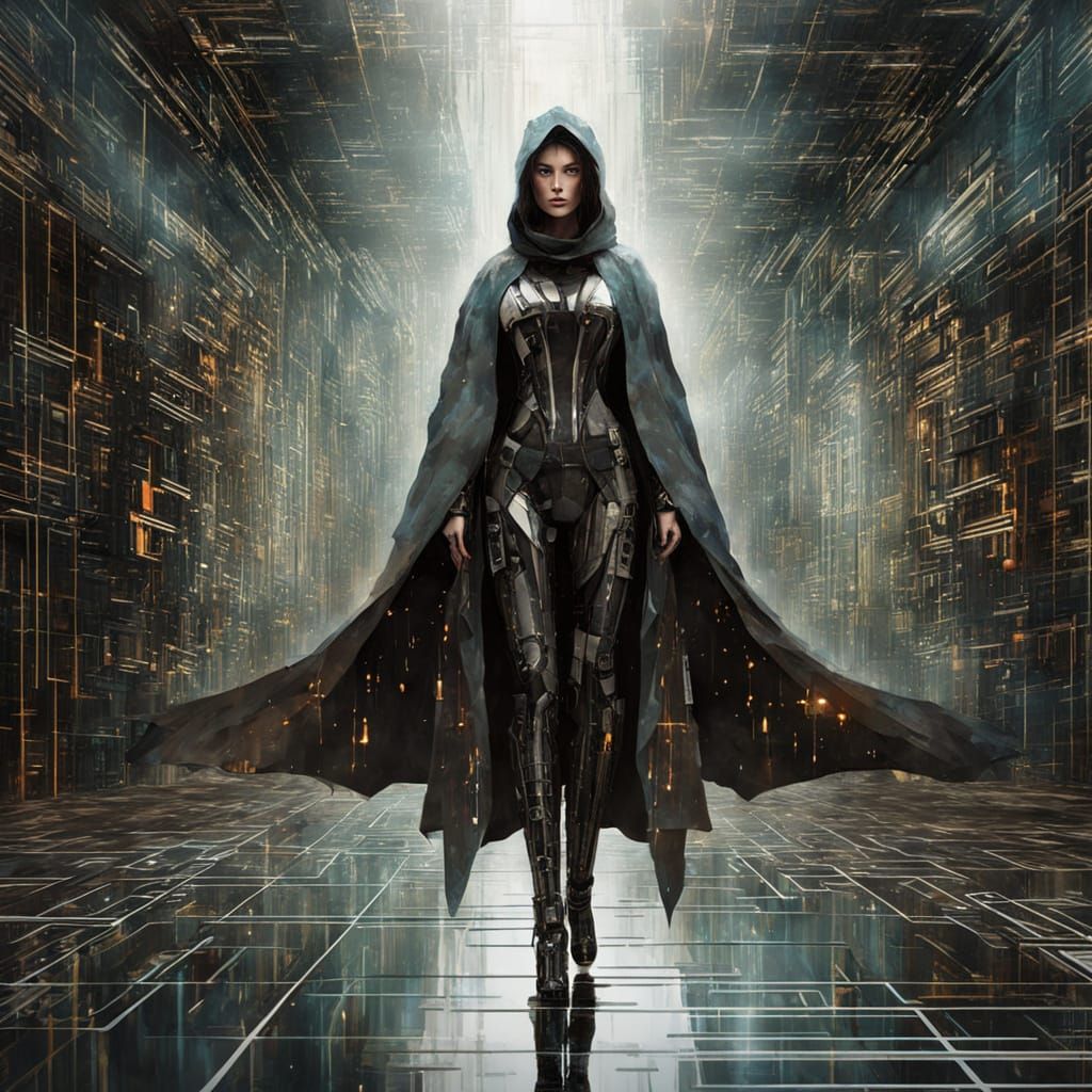 Cyberpunk Goddess in a Digital Realm