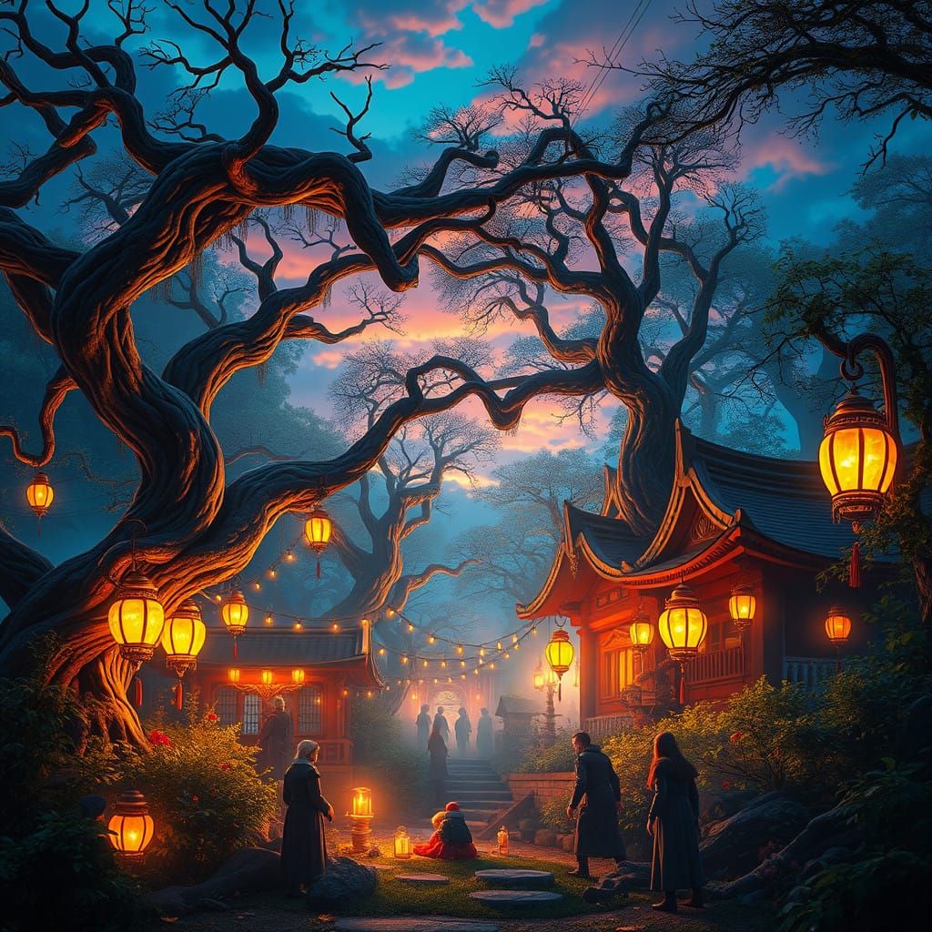 Enchanted Midwinter Celebration in a Vibrant, Dreamlike Land...