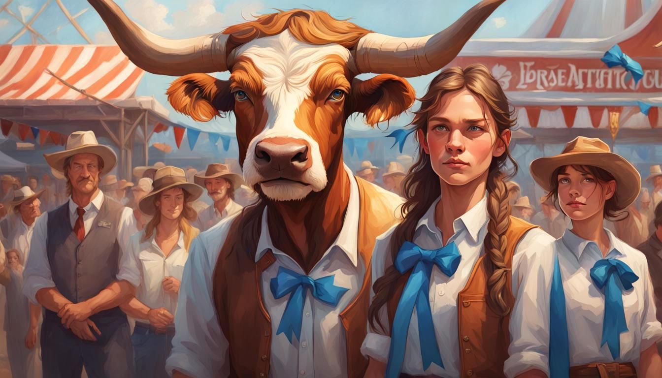 Award-Winning Longhorn Steer Portrait at State Fair