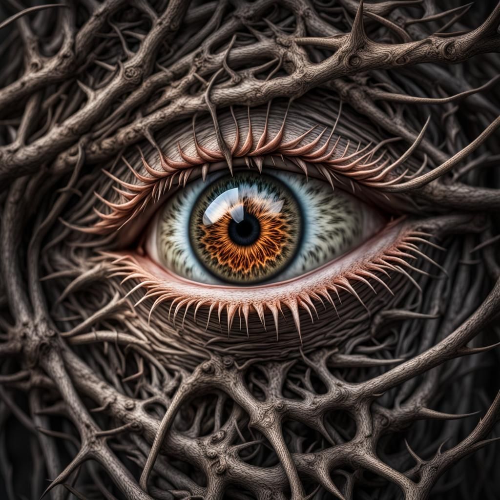 Hyperrealistic Fantasy Scene: The Thorn In The Eye