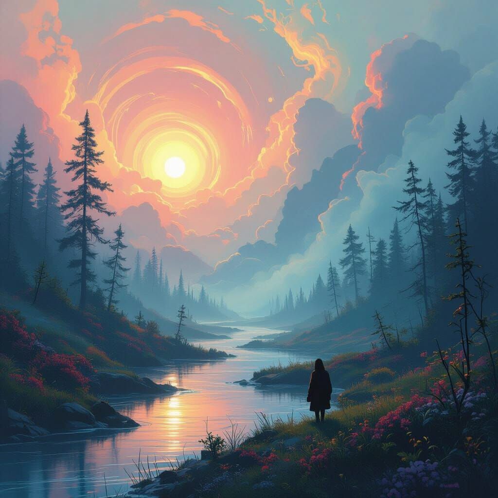 Ethereal Dreamscape with Swirling Patterns