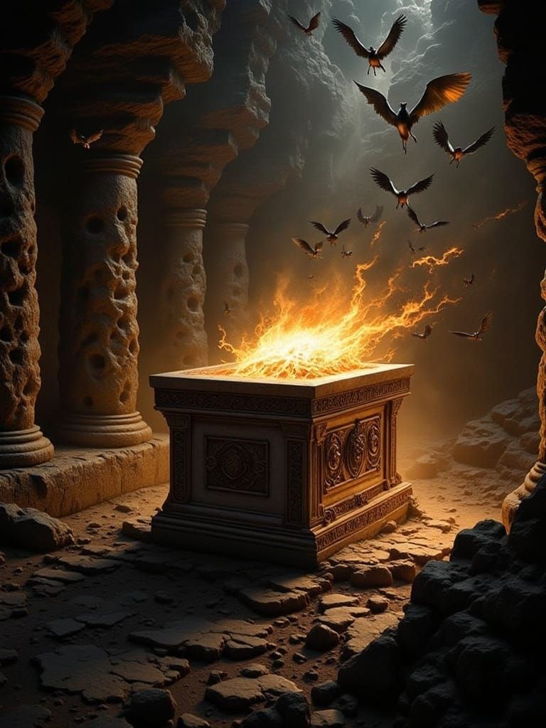 Ethereal Glow in a Dark Fantasy Tomb