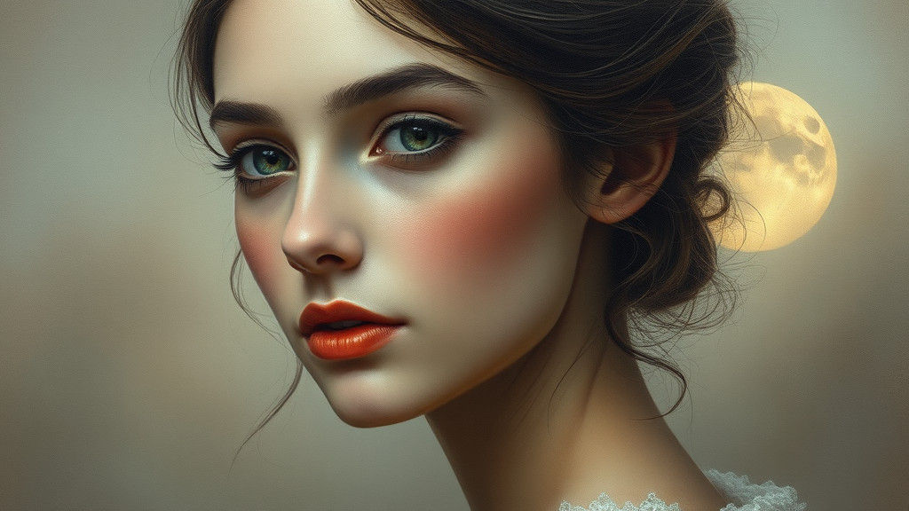 Ethereal Portrait of Serene Woman in Romantic Style