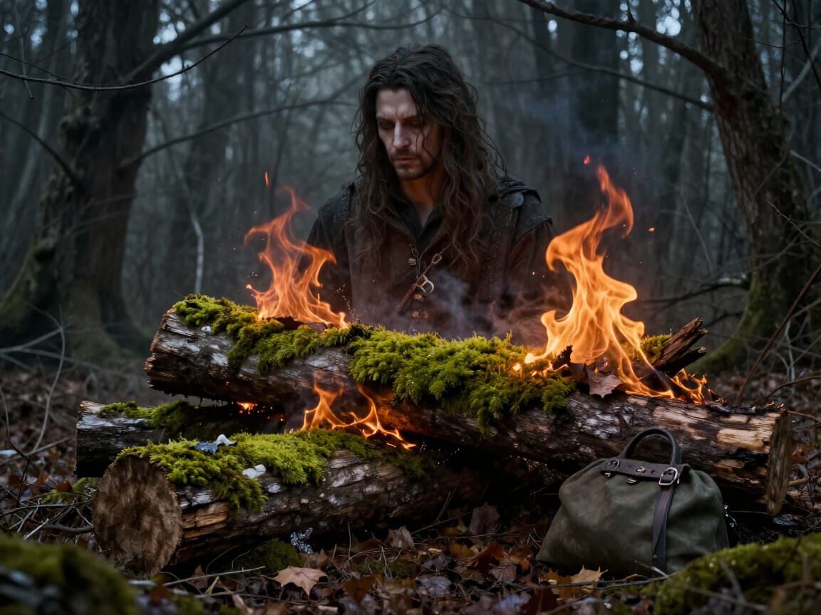Medieval Traveler Finds Warmth in Eerie Forest