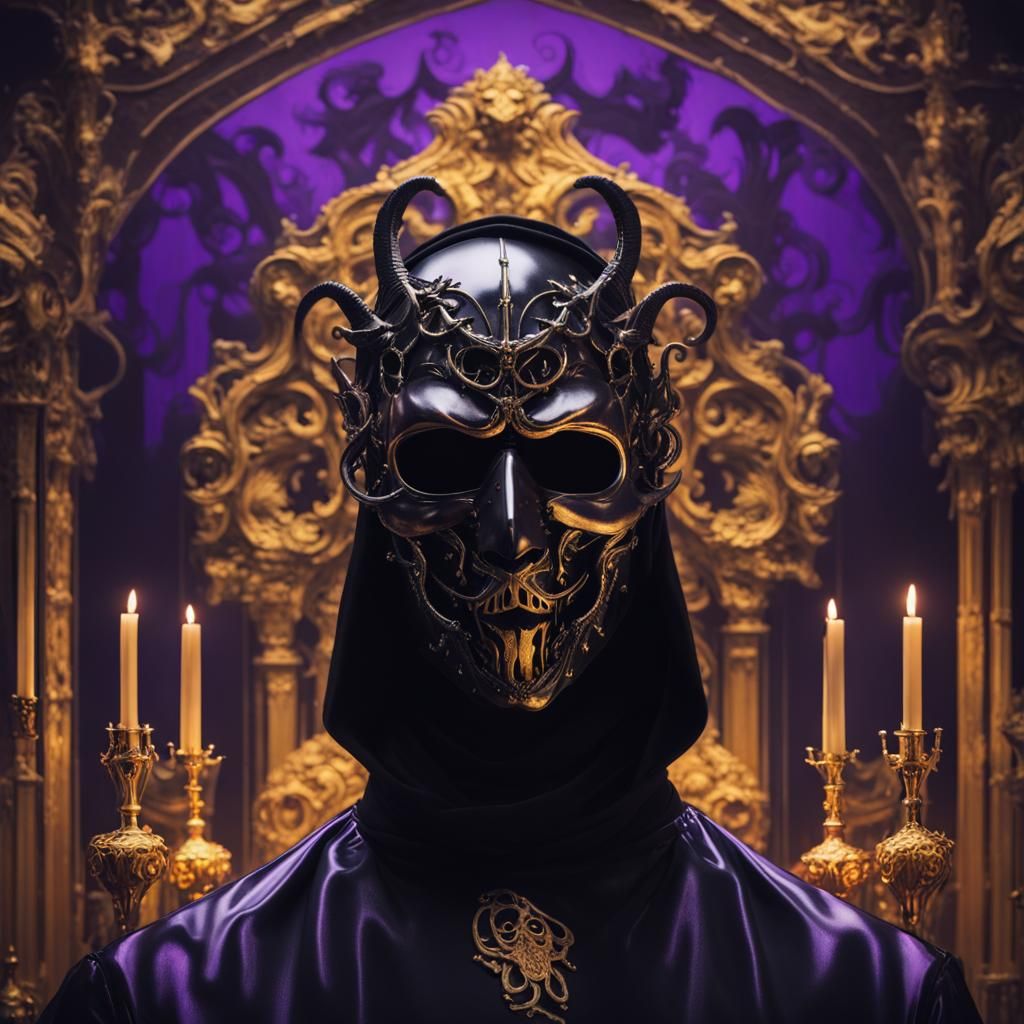 Diabolic Opera: Evil Masks in Baroque Art Style
