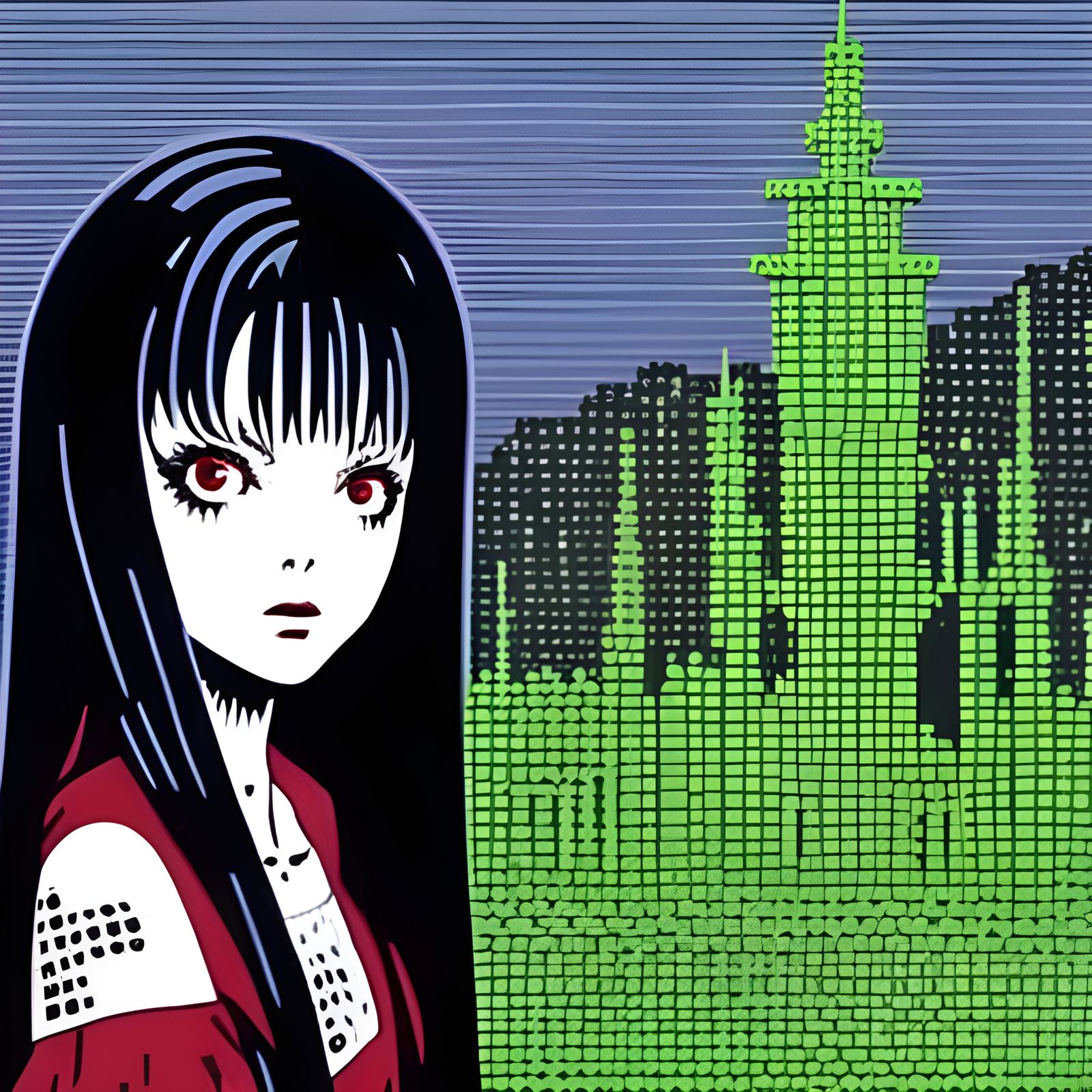 Retro Pixel Art Tomie in 16-bit Style