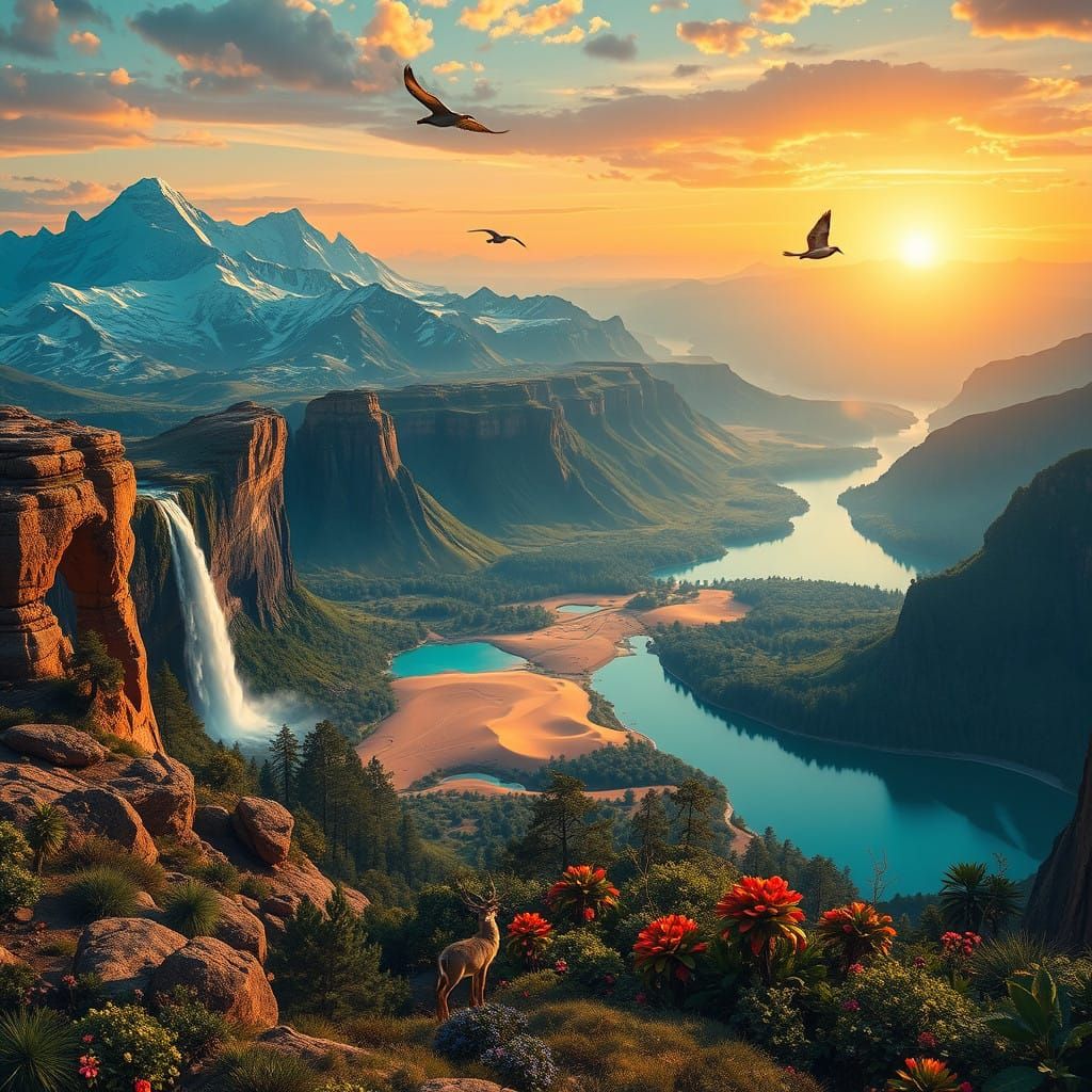 Natural Wonders Panorama in a Breathtaking Sunrise