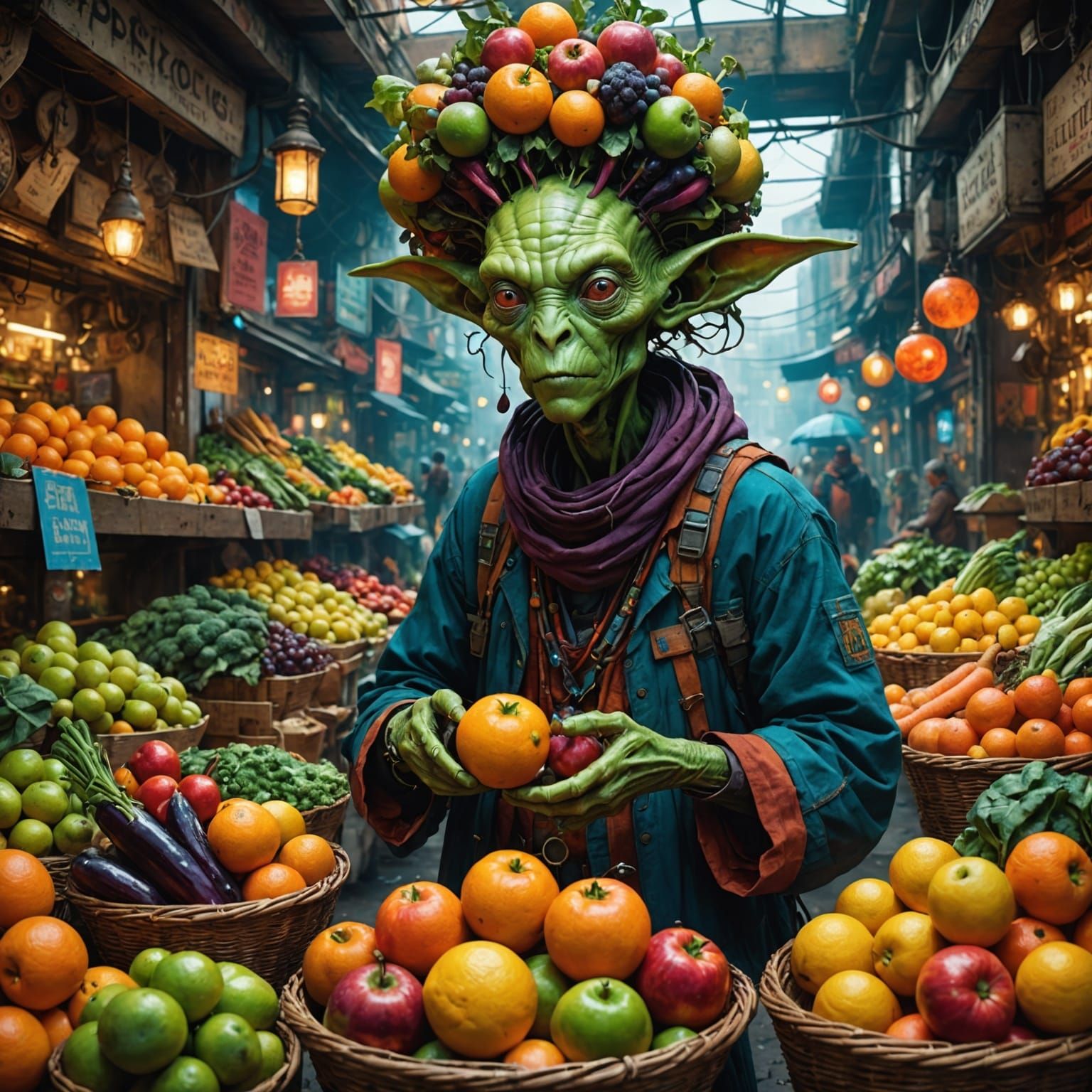 Vibrant Alien Market by Android Jones