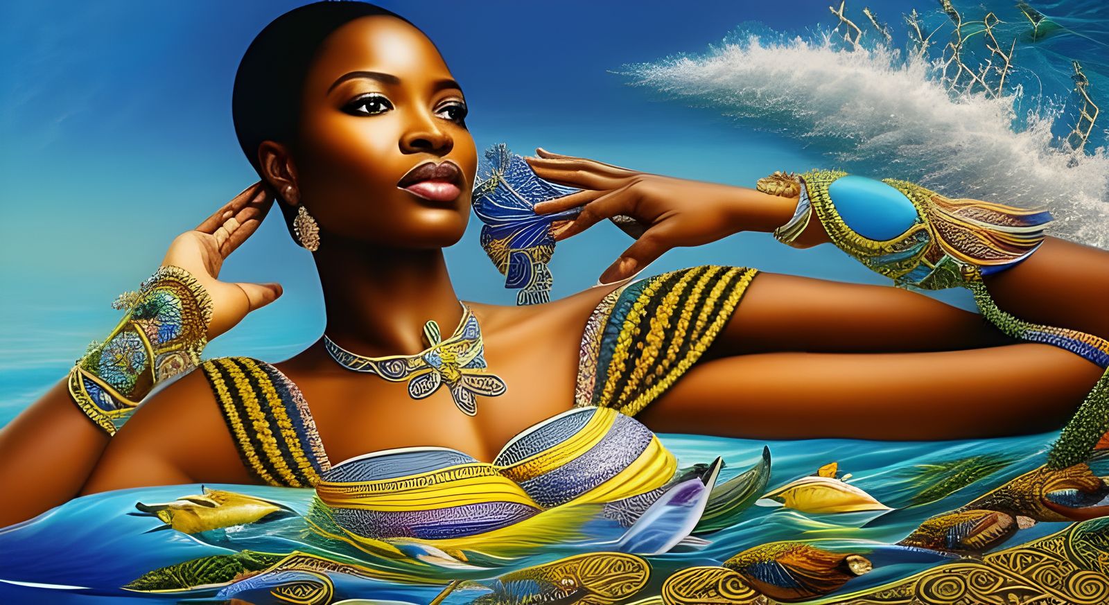 Hyperdetailed African Sea Goddess Creation