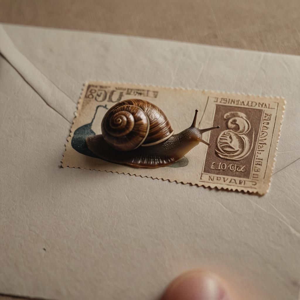 Hand Holding Letter with Snail Stamp in Pastel Colors