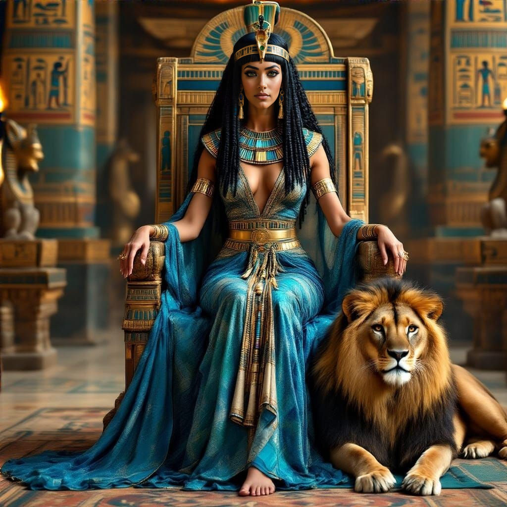 Egyptian Goddess Tefnut in Dark Fantasy Style