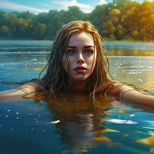 Cool River Flowing with Deep Blue Water