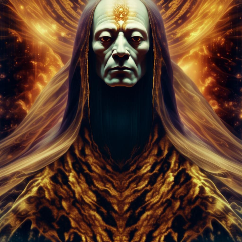 Mystical Alien Zen Master in Ethereal Chamber