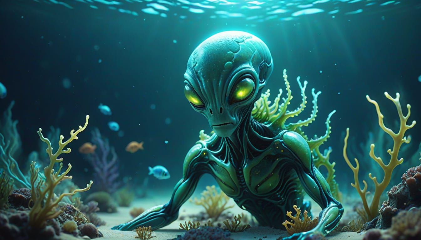 Underwater Alien in Surreal Bioluminescent Macro Photograph