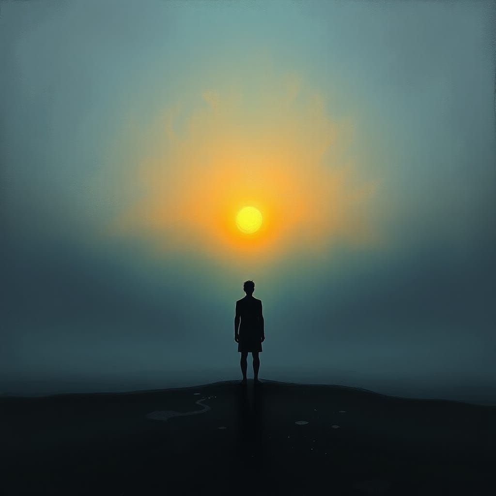 Solitary Figure in Fading Light