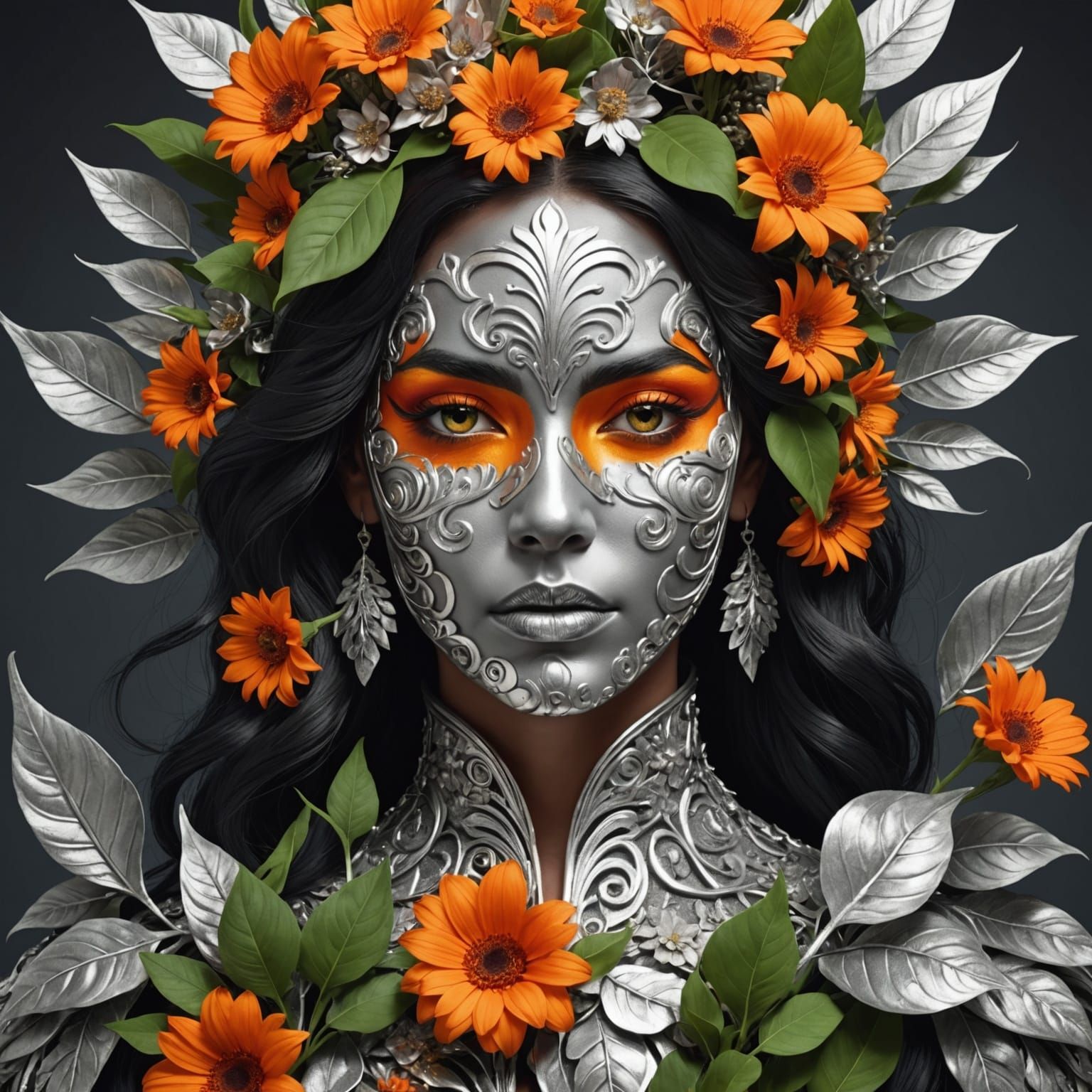 Dual Nature: Lava and Flora Portrait