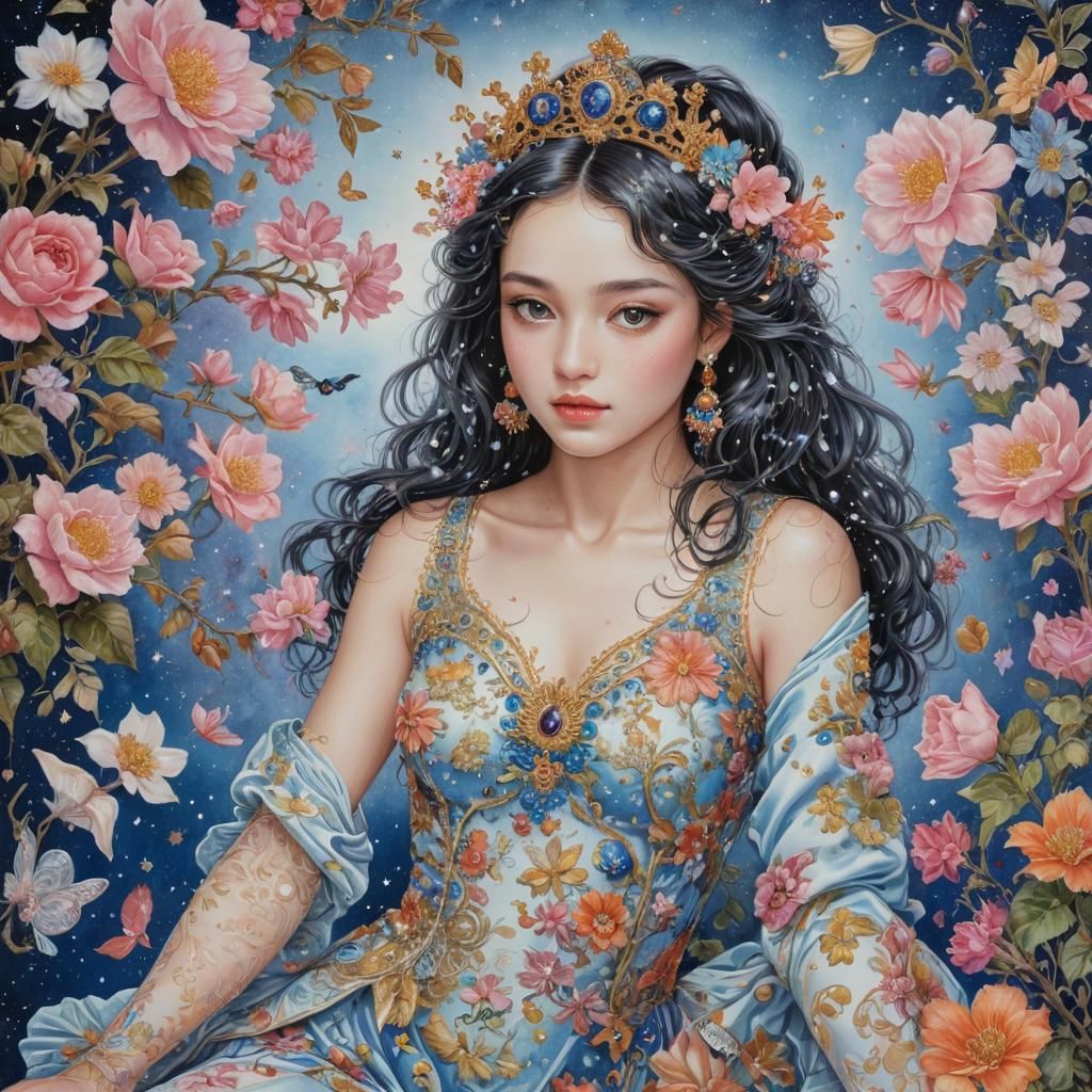 Princess Portrait in Watercolor Style