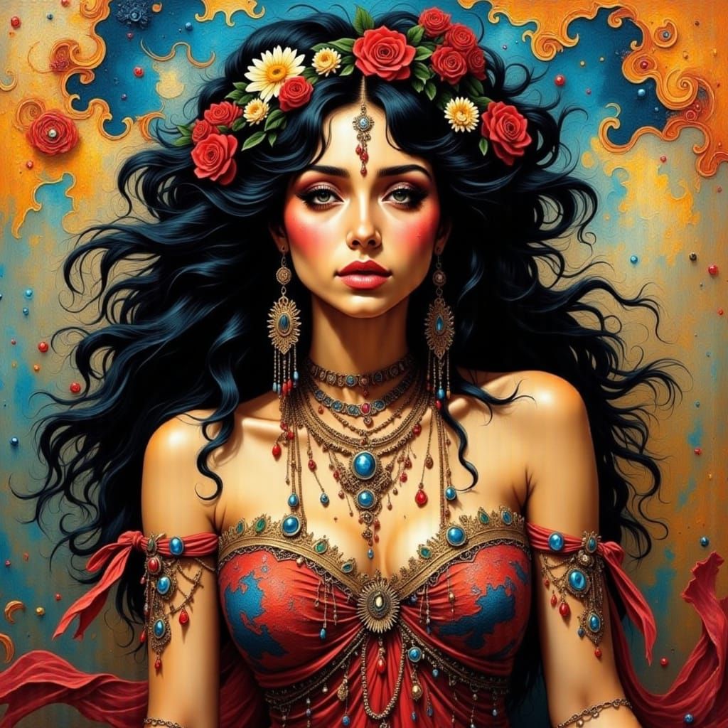 Ethereal Gypsy Girl Embarks on Futuristic Odyssey