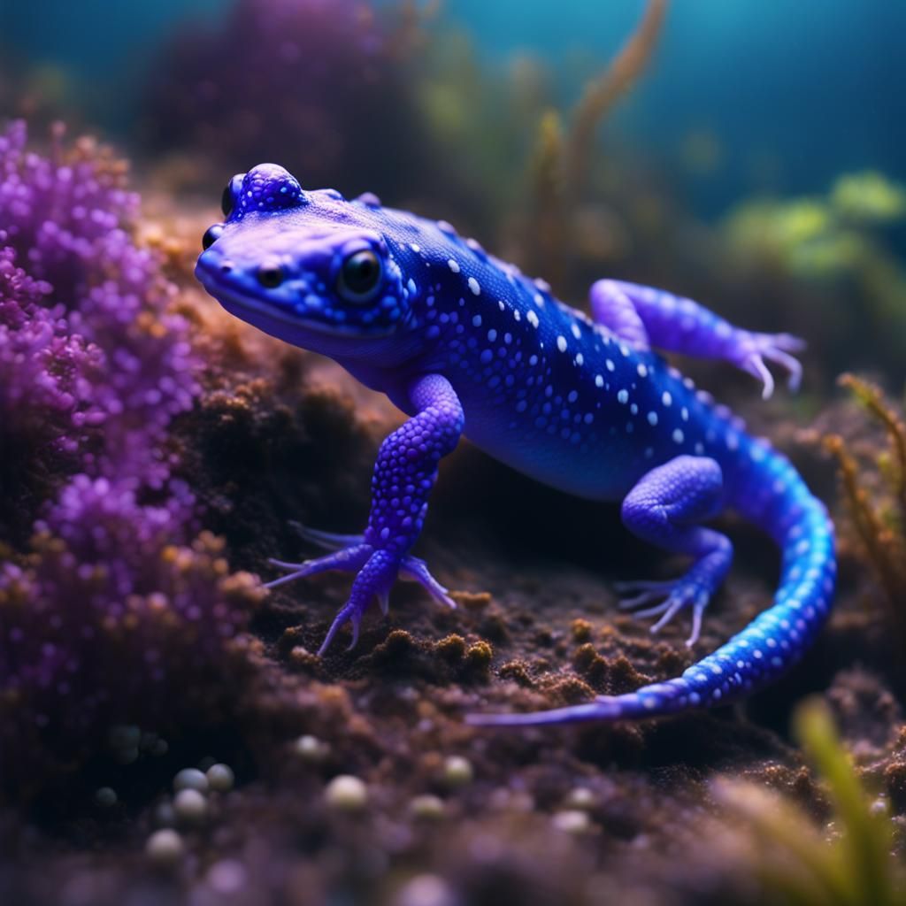 Blue Purple Newt Swimming in Unreal Engine