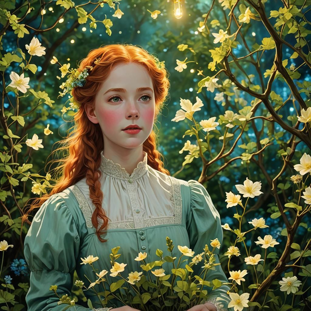 Luminous Anne of Green Gables: Bioluminescent Portrait