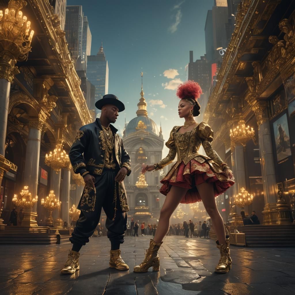 Baroque Hip Hop Dancers in Times Square: Concept Art
