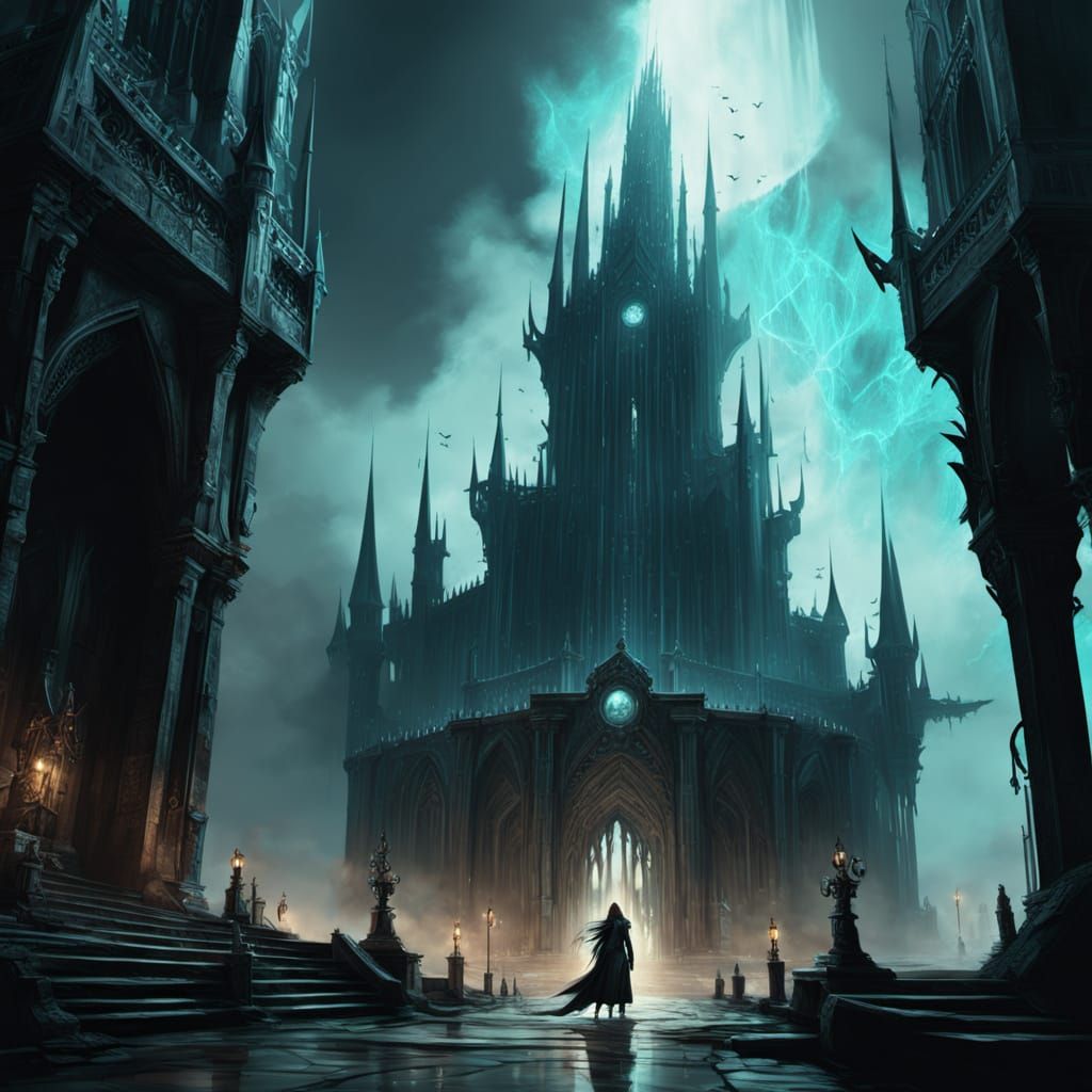 Demon Girl in Dark Castle Hyper-Realistic Dark Fantasy