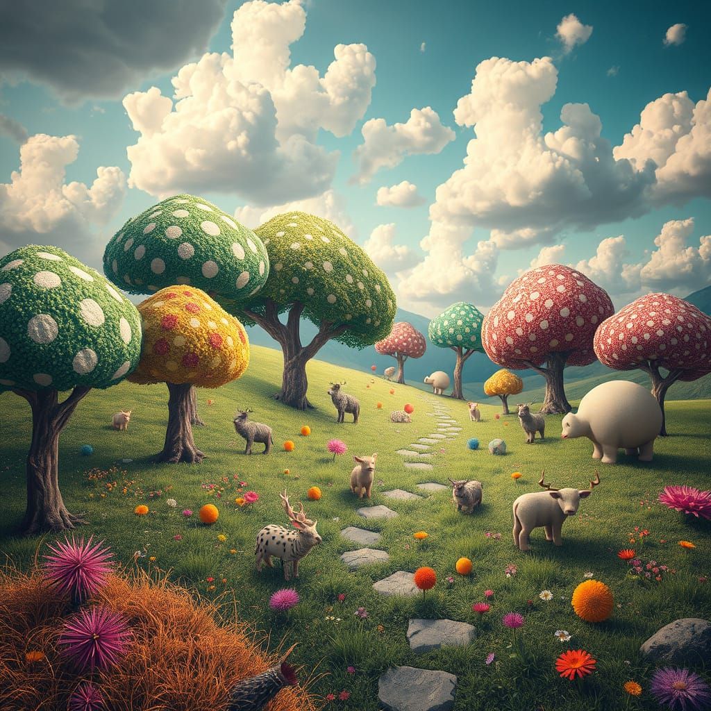 Polka Dot Dreamscape in Magical Realism Style
