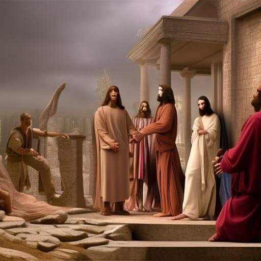 Jesus and the Adulterous Woman: Digital Matte Painting