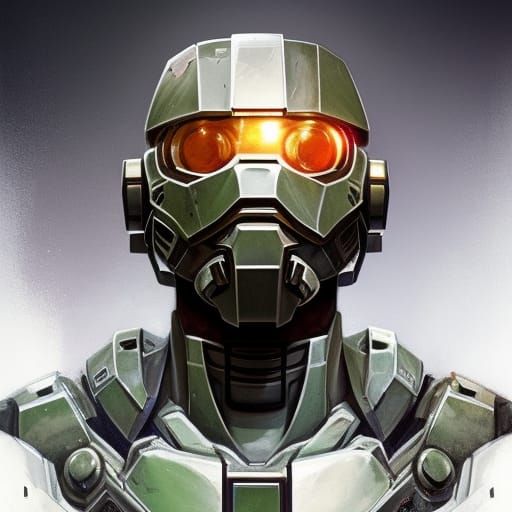 Master Chief Portrait in Hyperdetailed Splash Art Style