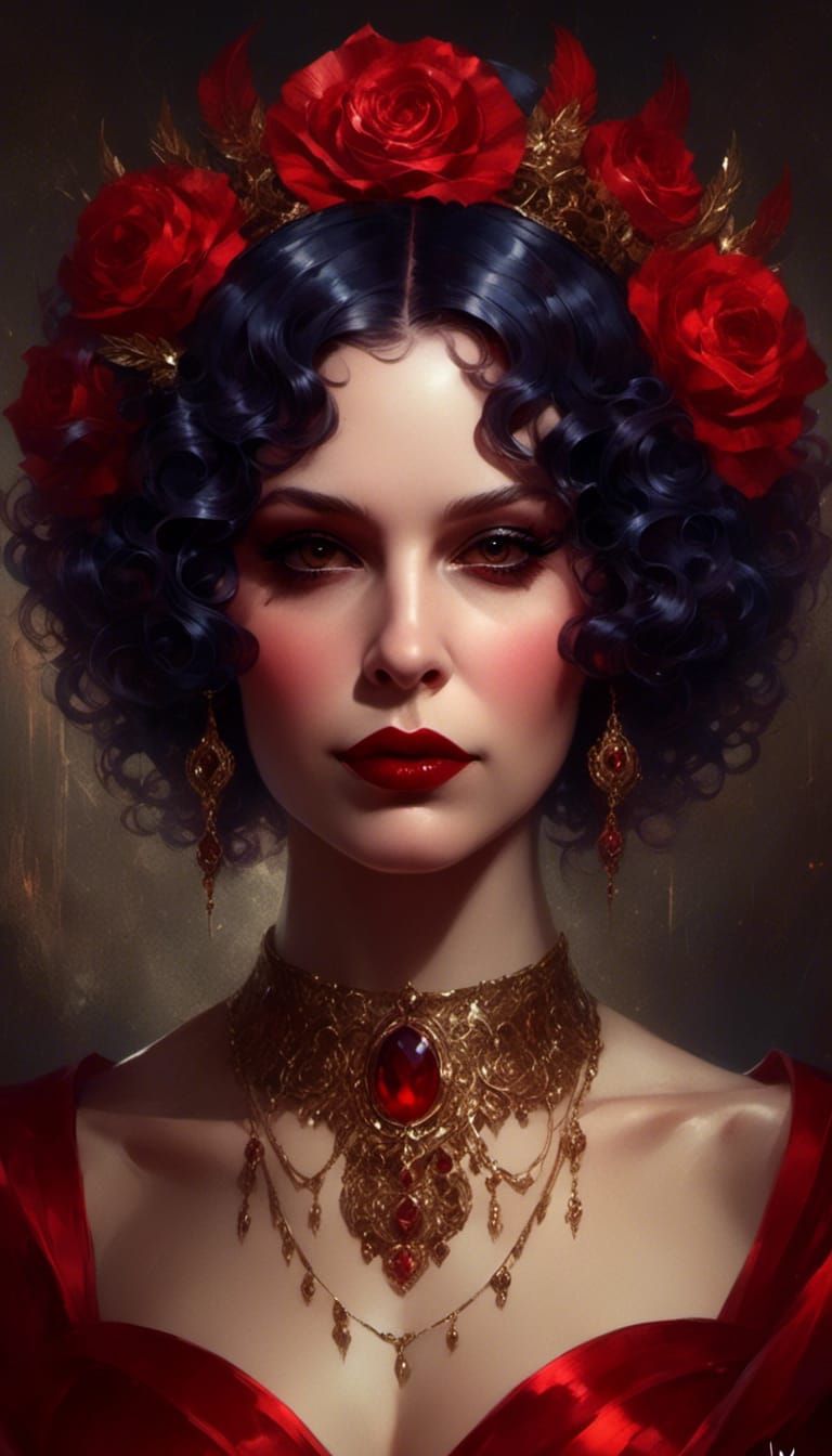 Flapper Vampiress Portrait with Red Hair