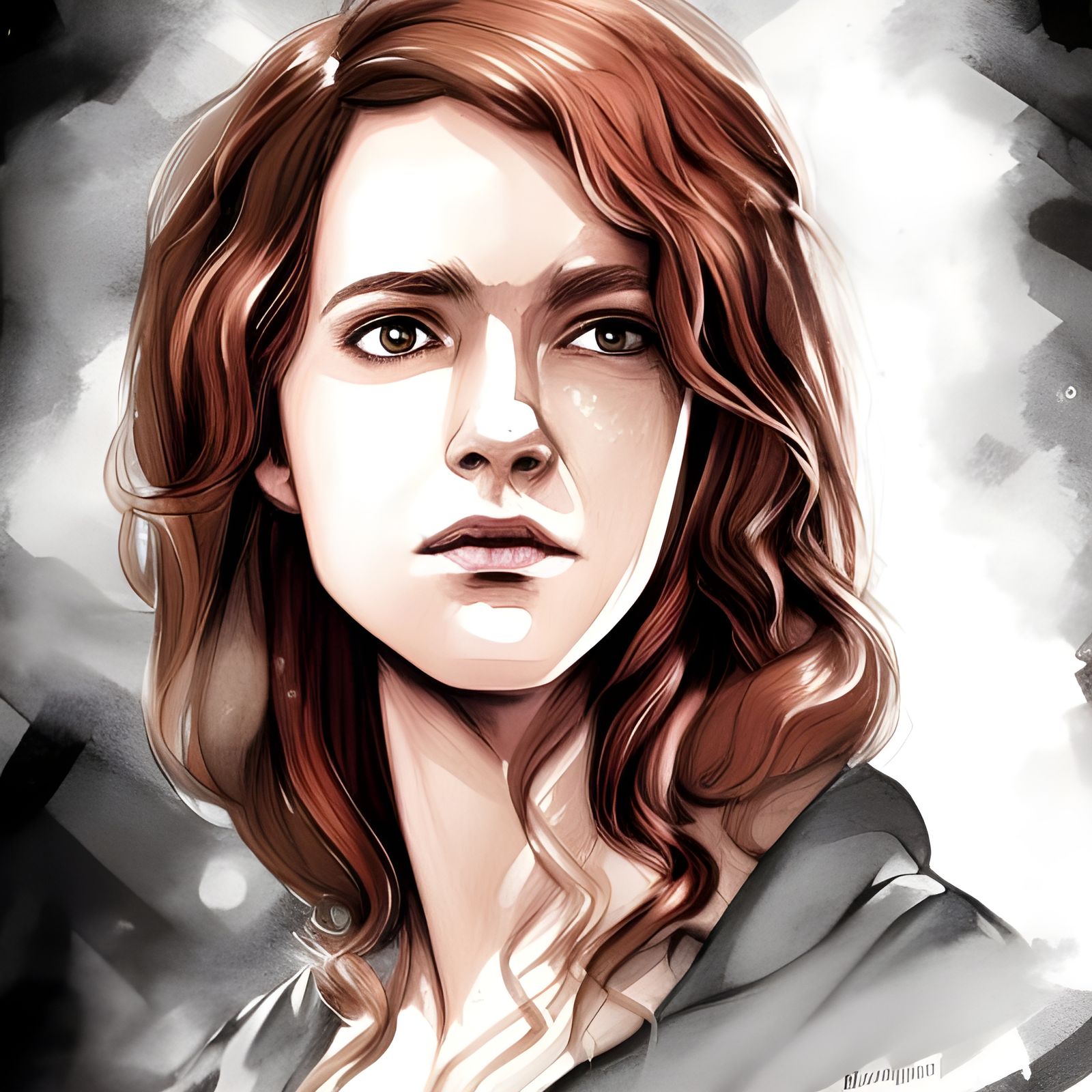 Hermione Granger Portrait Using Watercolors And Warm Lighting