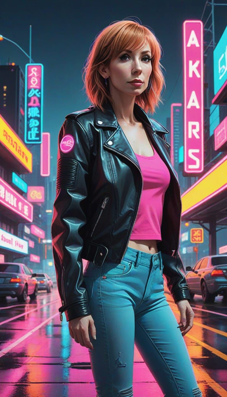 Cyberpunk Goddess in Neon Dystopia