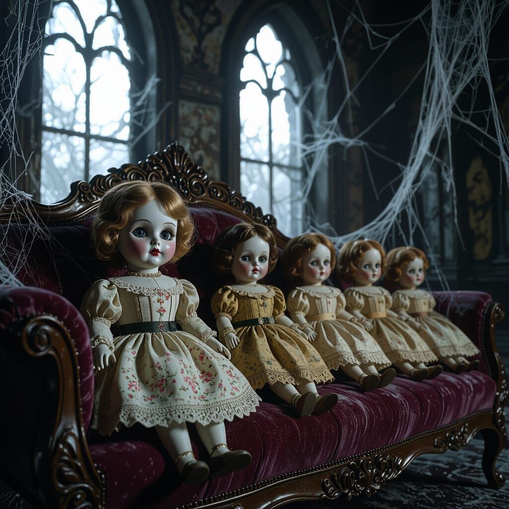 Creepy Antique Dolls in Gothic Mansion