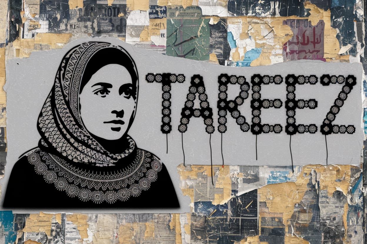 Palestinian Woman Tatreez Embroidery Graffiti Art