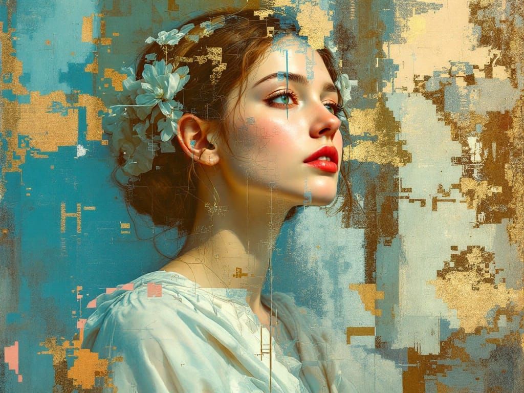 Renaissance Goddess in Digital Decay