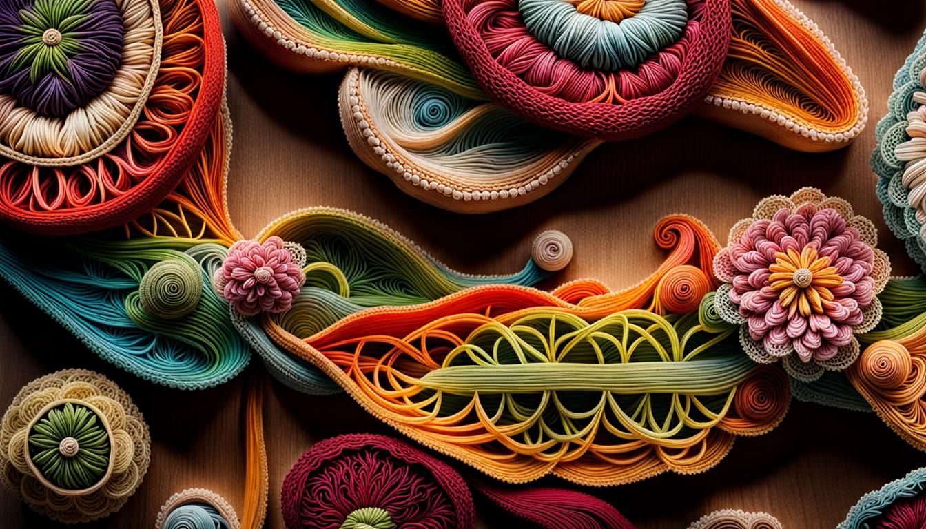 Hand-Sewn Lace Vegetable Figures on Found Wood