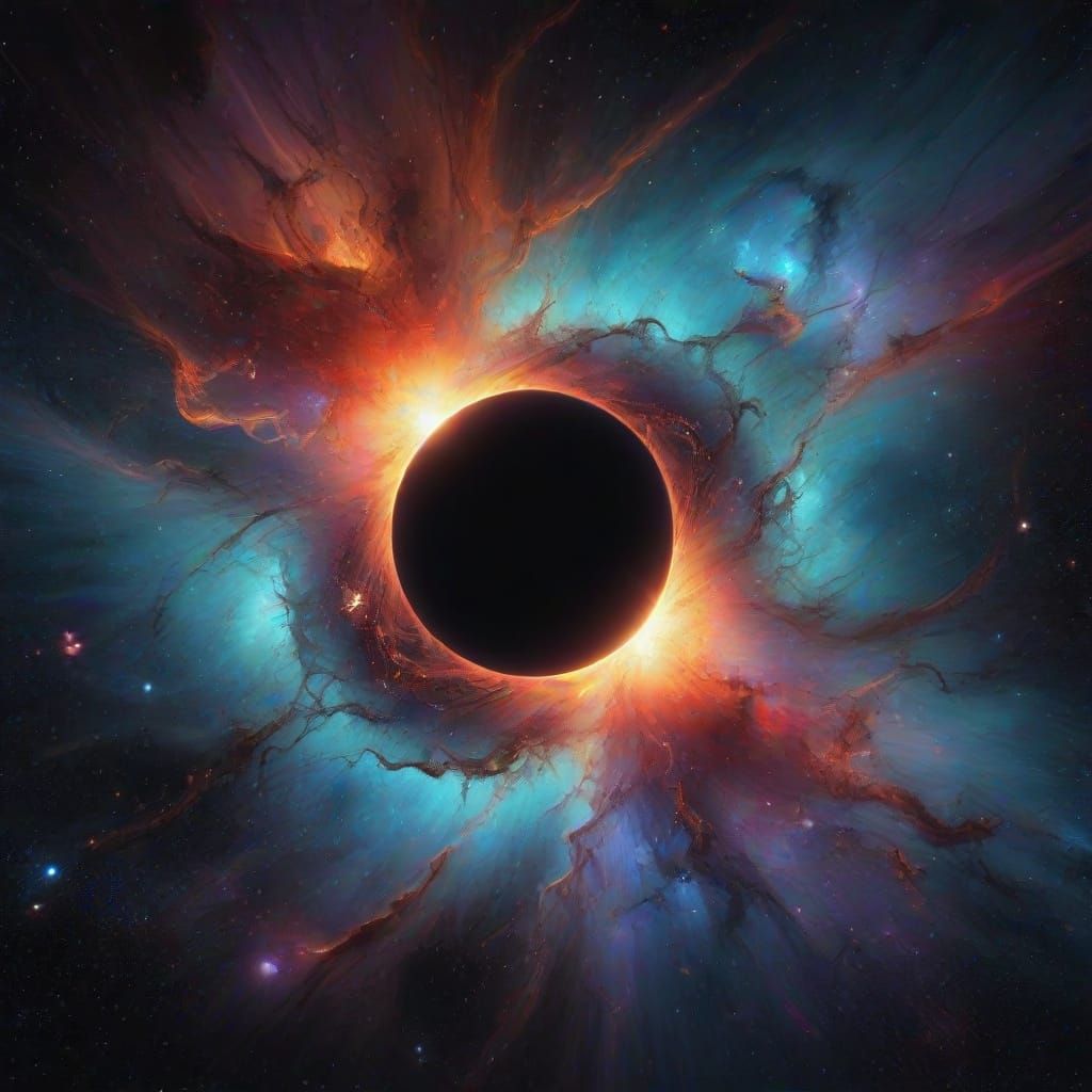 Cosmic Nebula Pulled into Black Hole, Astral Illustration