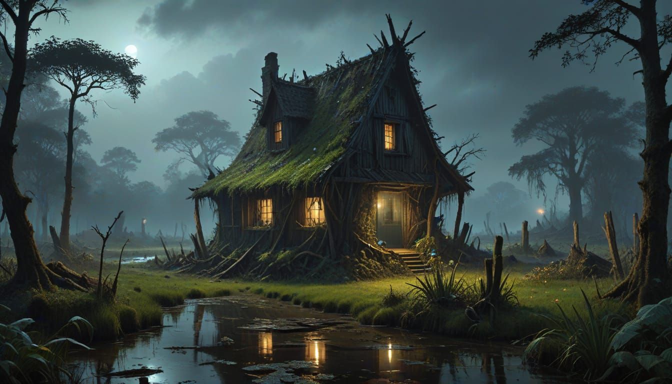 Voodoo Queen's Shack in Misty Swamp
